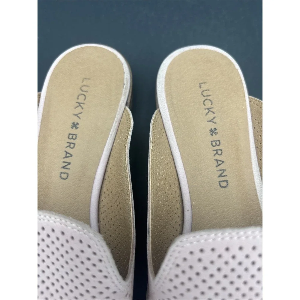 Lucky Brand Shoes Women's Size 7MCoryna Pink Perforated Suede Slip On Mule Flats